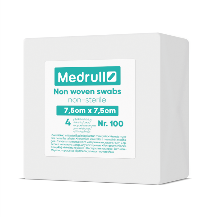 Medrull Non Woven Swab kuitutaitos 7,5 x 7,5 cm 100 kpl