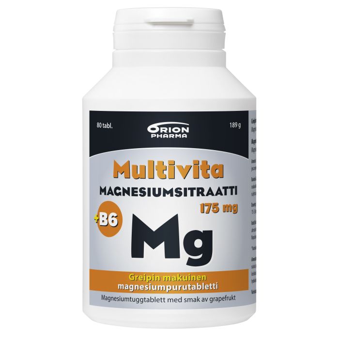 Multivita Magnesiumsitraatti +B6 greippi 175mg/2mg 80 purutabl