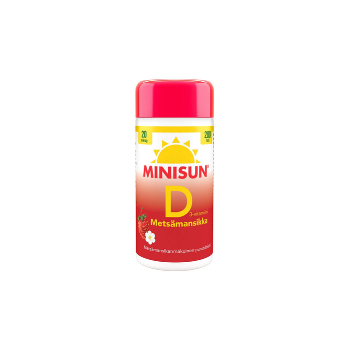 Minisun D-vitamiini Metsämansikka 20 mcg tabletti 200 kpl