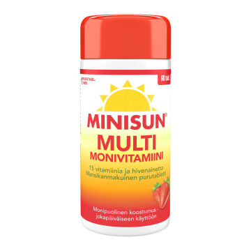 Minisun Monivitamiini Multi Mansikka 90 tabl