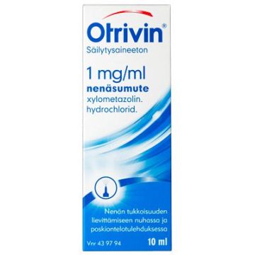 OTRIVIN SÄILYTYSAINEETON nenäsumute, liuos 1 mg/ml Freepod-pumppu 10 ml