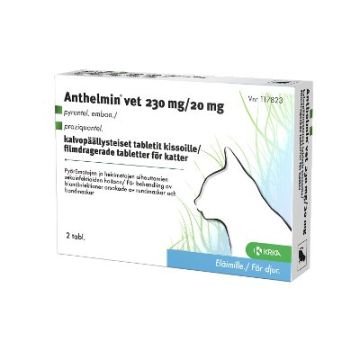 ANTHELMIN VET tabletti, kalvopäällysteinen 230/20 mg kissalle 2 fol