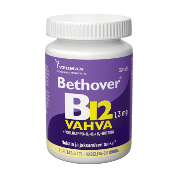 Bethover Vahva B12 Vadelma-Sitruuna 30 tabl