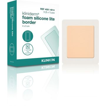 Kliniderm Foam Silicone Thin Border kiinnittyvä sidos 7,5 x 7,5 cm 5 kpl