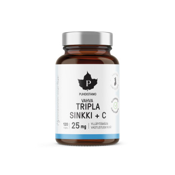 Puhdistamo Tripla Sinkki + C 25 mg 120 kaps