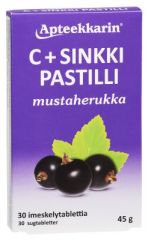 Apteekkarin C+ Sinkki mustaherukka pastilli 30 kpl