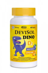 DEVISOL DINO MUSTIKKA APPELSIINI 15 MIKROG 60 KPL