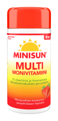 Minisun Monivitamiini Multi Mansikka 90 tabl