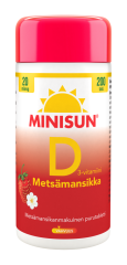 Minisun D-vitamiini Metsämansikka 20 mikrog 200 tabl